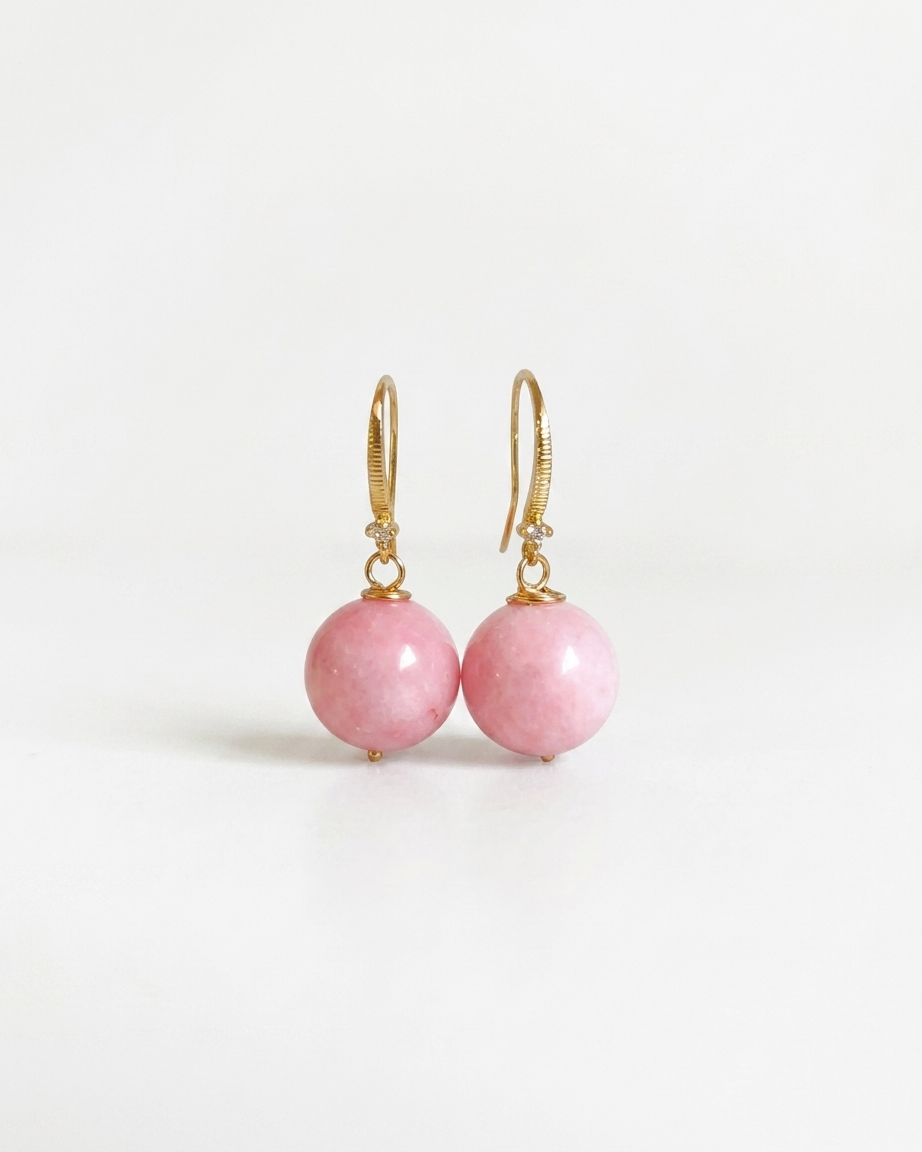 Aretes Esferas de Agata Natural en Tonos Pastel