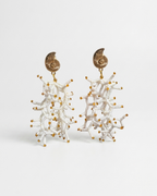 Aretes Diseño de Coral Tejido en Cuentas de Vidrio