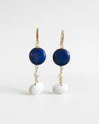 Aretes Moneda de Lapislázuli Perlas Naturales y Concha
