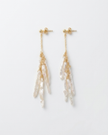 Aretes de Perlas Naturales Barrocas y Oro Laminado