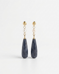 Aretes Gota de Jade Azul y Perlas Naturales