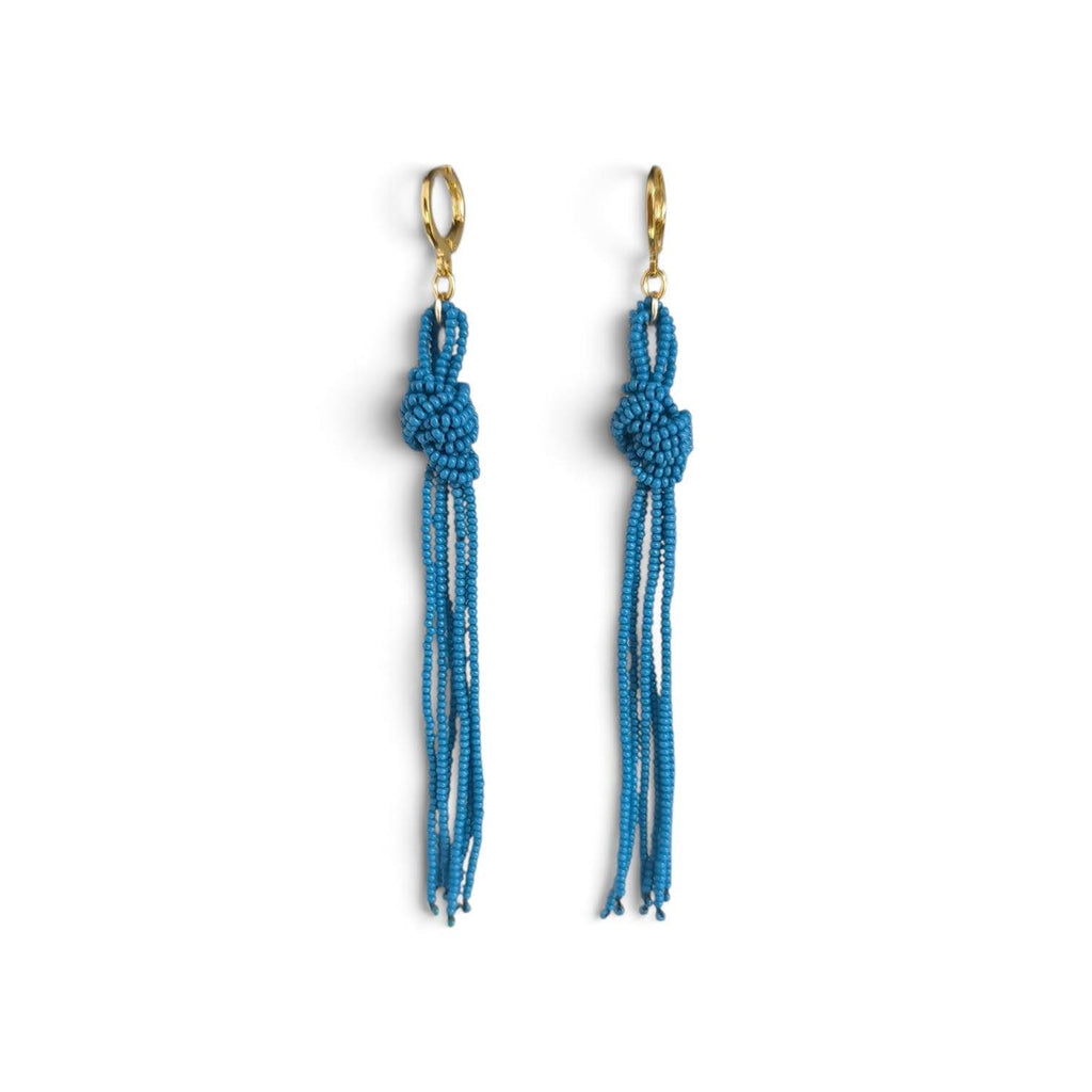 Aretes Diseño de Nudo Tejido en Cuentas de Vidrio