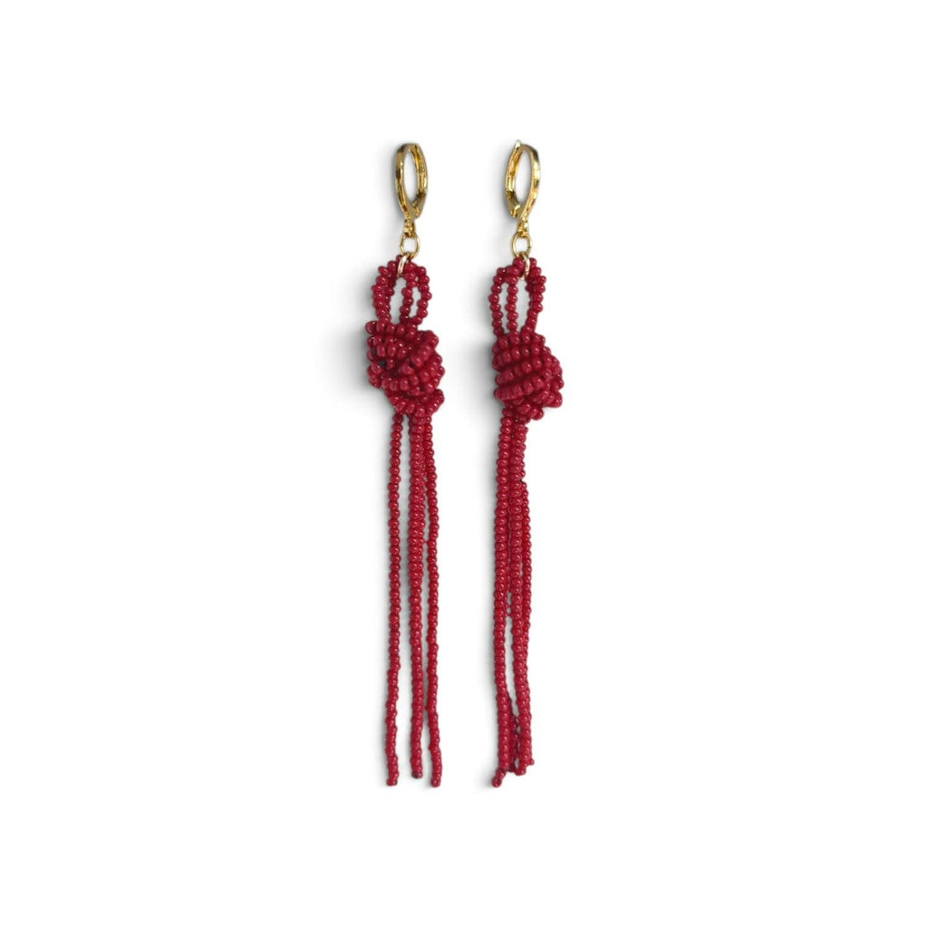 Aretes Diseño de Nudo Tejido en Cuentas de Vidrio