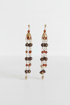 Aretes de Perlas Naturales y Zirconias en Racimo de Oro Laminado
