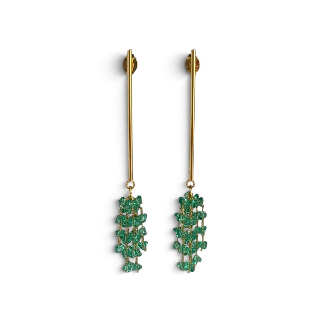 Aretes de Cristales en Forma de Racimo y Tubo Minimalista