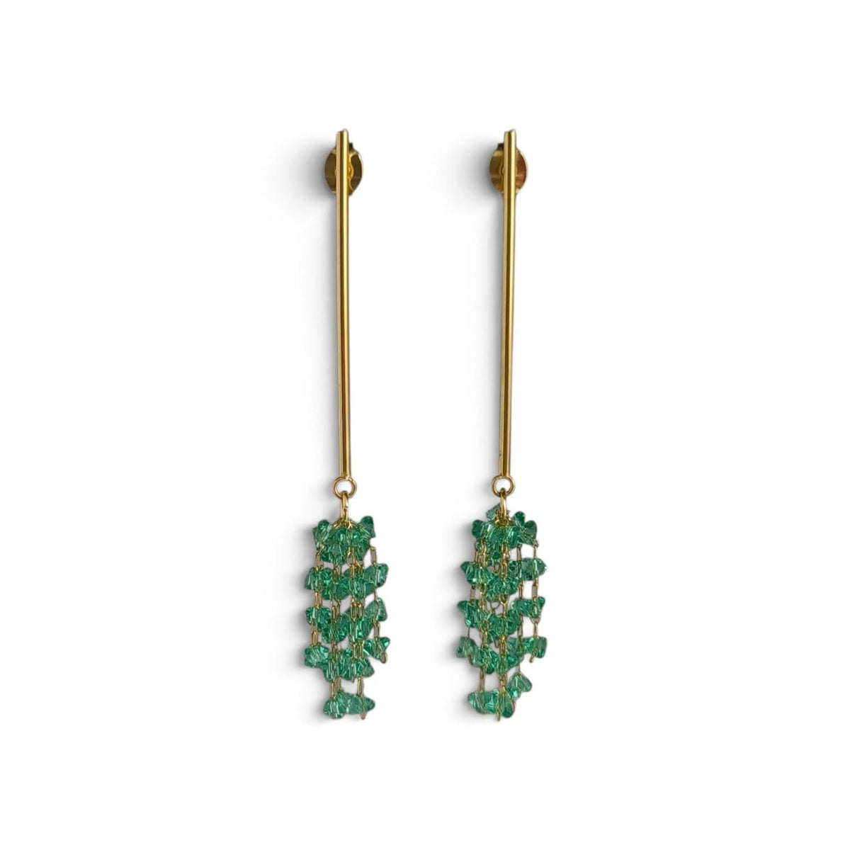 Aretes de Cristales en Forma de Racimo y Tubo Minimalista