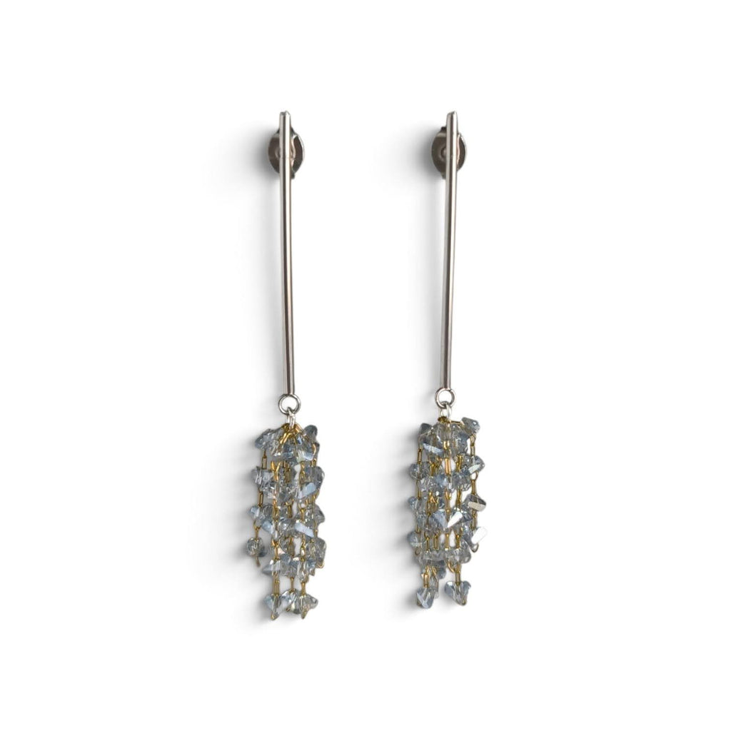 Aretes de Cristales en Forma de Racimo y Tubo Minimalista