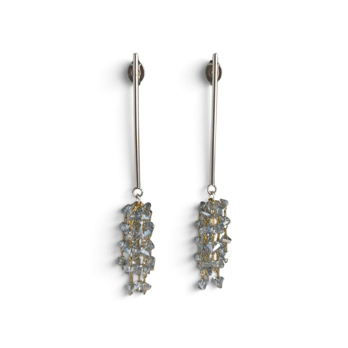 Aretes de Cristales en Forma de Racimo y Tubo Minimalista