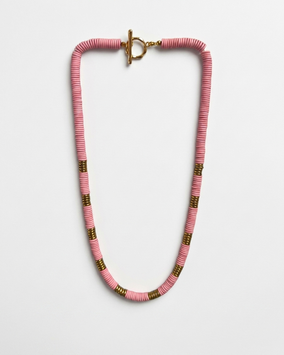 Collar Discos de Hemtatita Dorada y Engomada en Colores