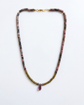 Collar de Piedras y Hematita con Dije de Gota Tornasol