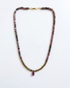 Collar de Piedras y Hematita con Dije de Gota Tornasol