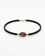 Collar Tipo Choker Macramé Negro Caracol Pintado