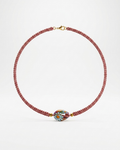 Collar Tipo Choker Macramé Rosa Caracol Pintado