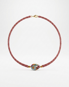 Collar Tipo Choker Macramé Rosa Caracol Pintado