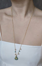 Collar Caracol Esmaltado Perlas Naturales y Turquesa