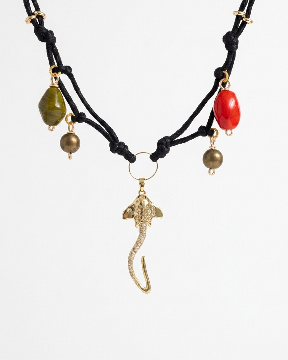 Collar Cristales Murano Natural y Dije de Mantarraya con Zirconias (Copia)