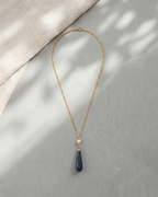 Collar Gota de Jade Azul y Perlas Naturales
