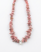 Collar Doble Nuggets de Rodonita y Perlas Naturales
