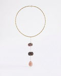 Collar de Rodonita Cristal de Murano Natural Colgante y Hematita Dorada