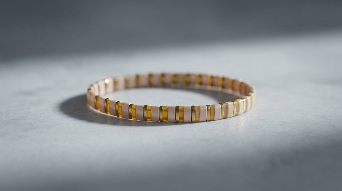 Pulsera de Cuentas Miyuki Tila Nácar Durazno
