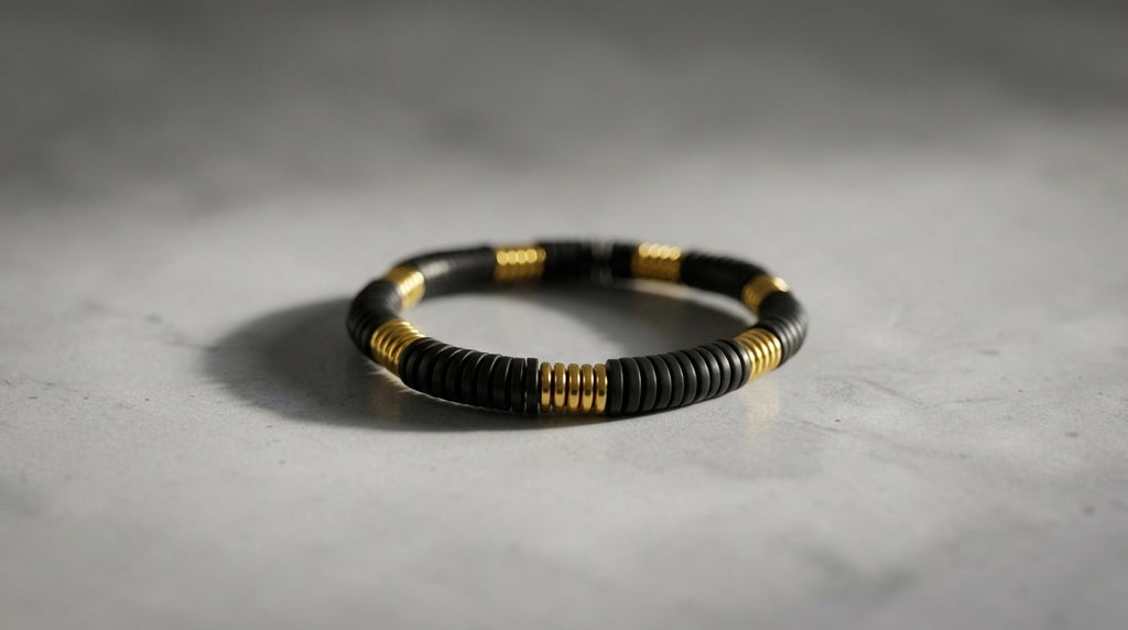 Pulsera de Hematitas Doradas Engomadas y Naturales