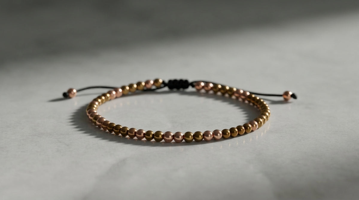 Pulsera Esferas de Hematita Natural Hilo