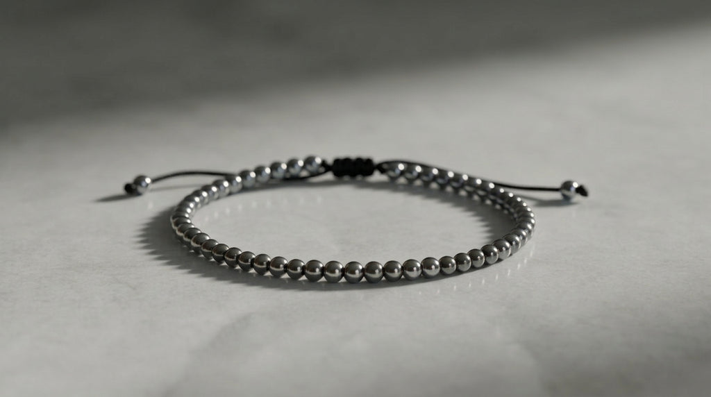 Pulsera Esferas de Hematita Natural Hilo