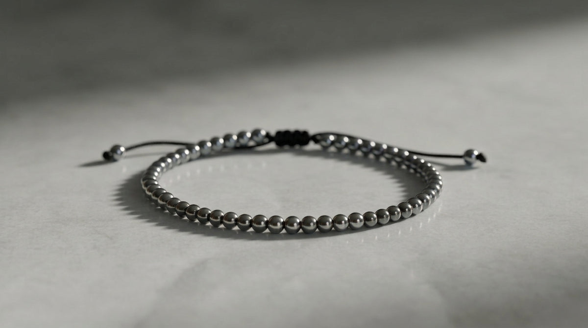 Pulsera Esferas de Hematita Natural Hilo