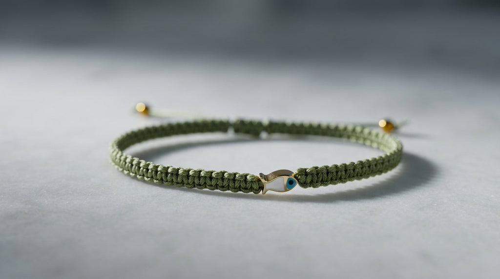 Pulsera Macramé Dije de Pez Esmaltado