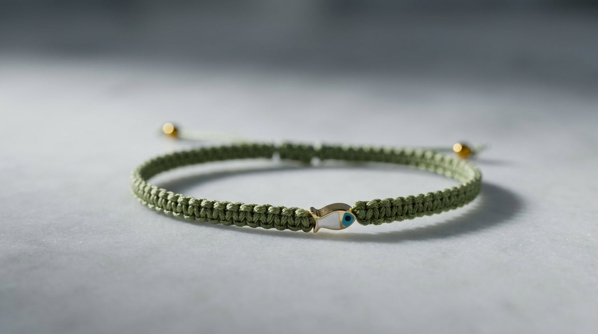 Pulsera Macramé Dije de Pez Esmaltado