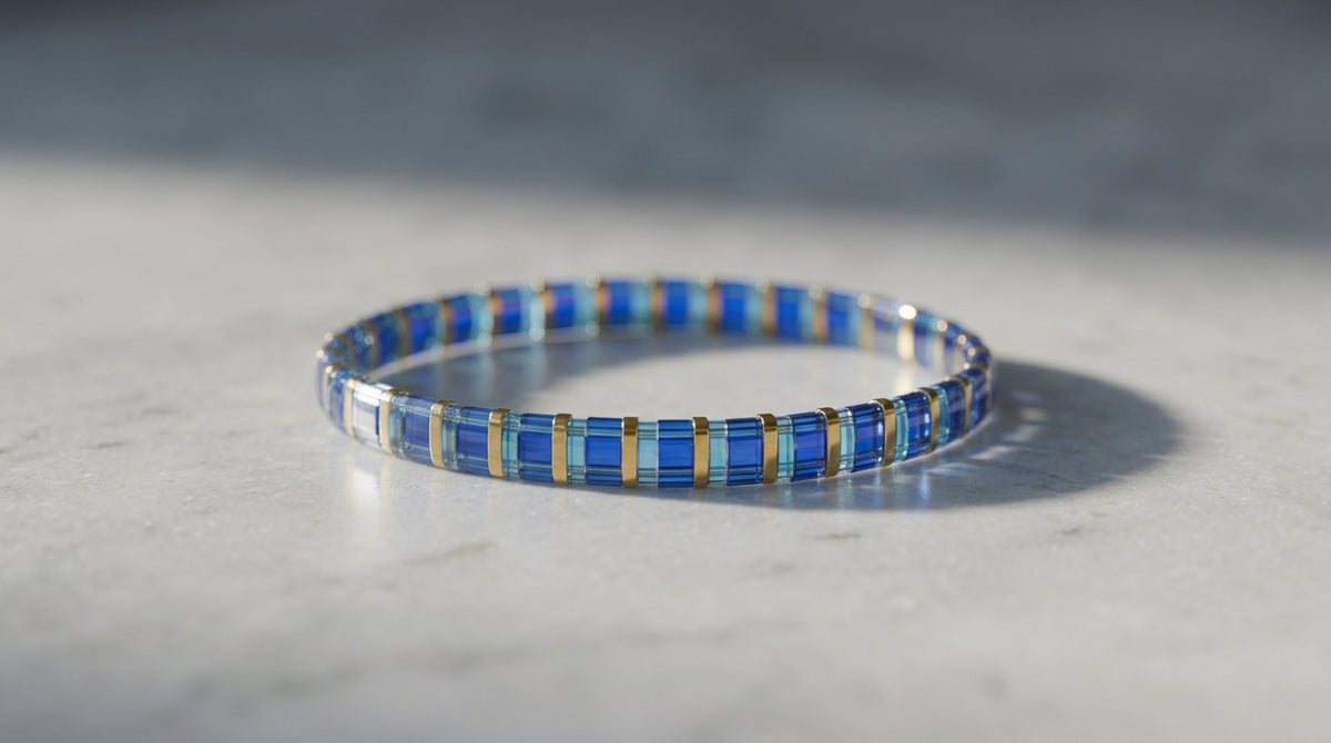 Pulsera de Cuentas Miyuki Tila Azul Marino