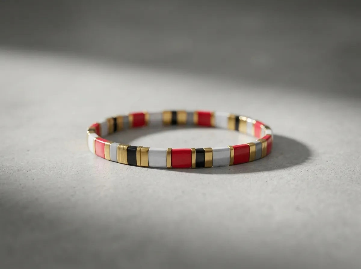Pulsera de Cuentas Miyuki Tila Roja y Hematita