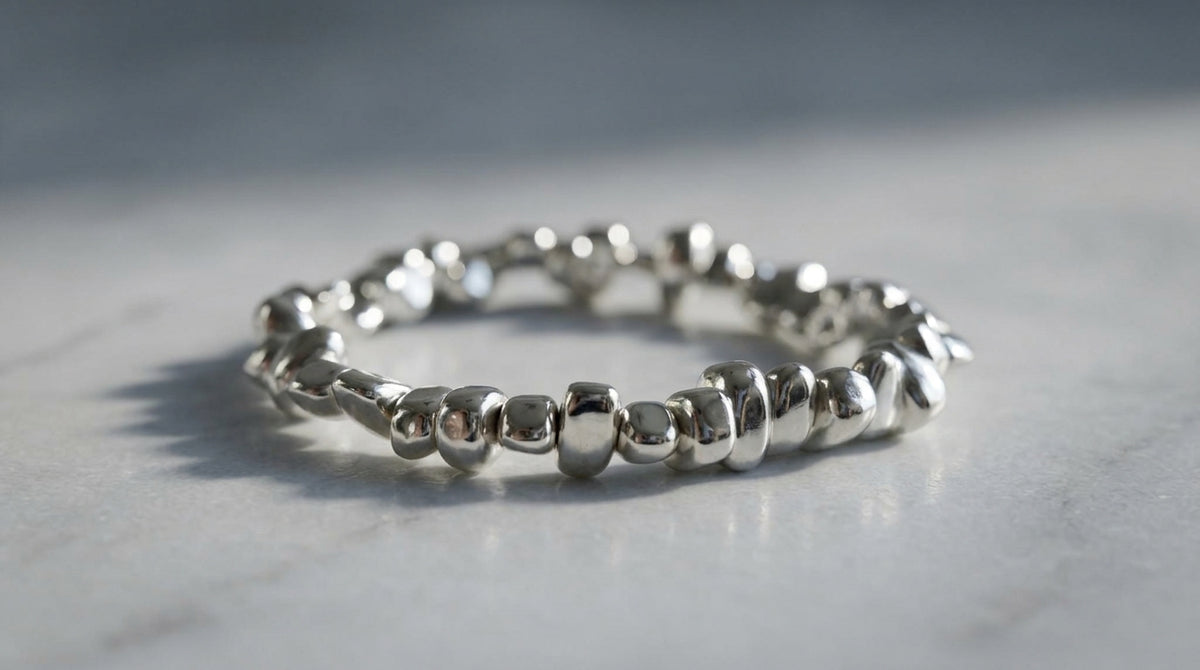 Pulsera Nuggets de Hematita Plateada