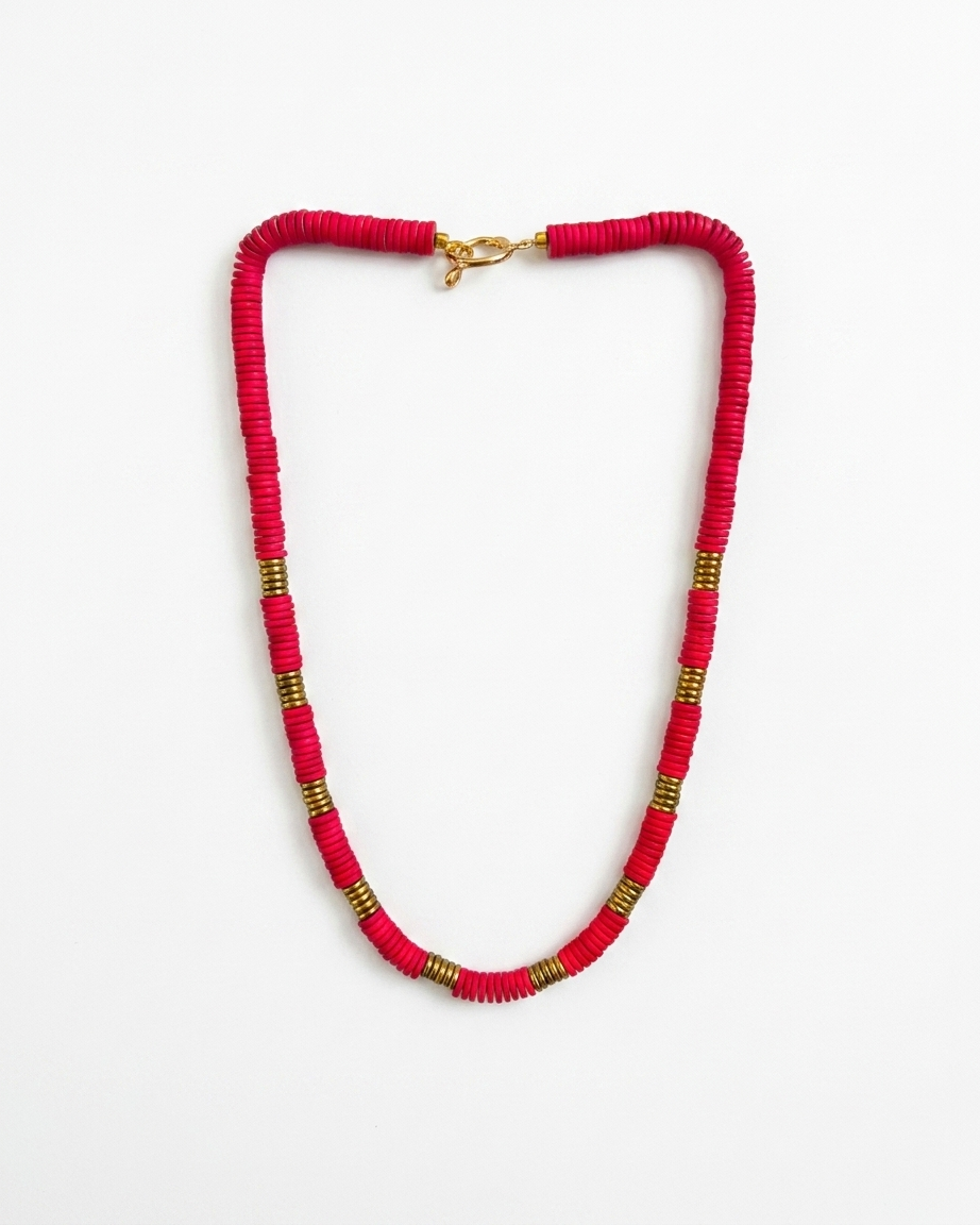 Collar Discos de Hemtatita Dorada y Engomada en Colores