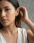 Aretes de Cristales en Forma de Racimo y Tubo Minimalista