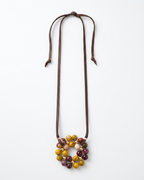 Collar de Jaspe Mokaita Diseño Tejido y Cuero Natural