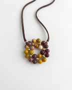 Collar de Jaspe Mokaita Diseño Tejido y Cuero Natural